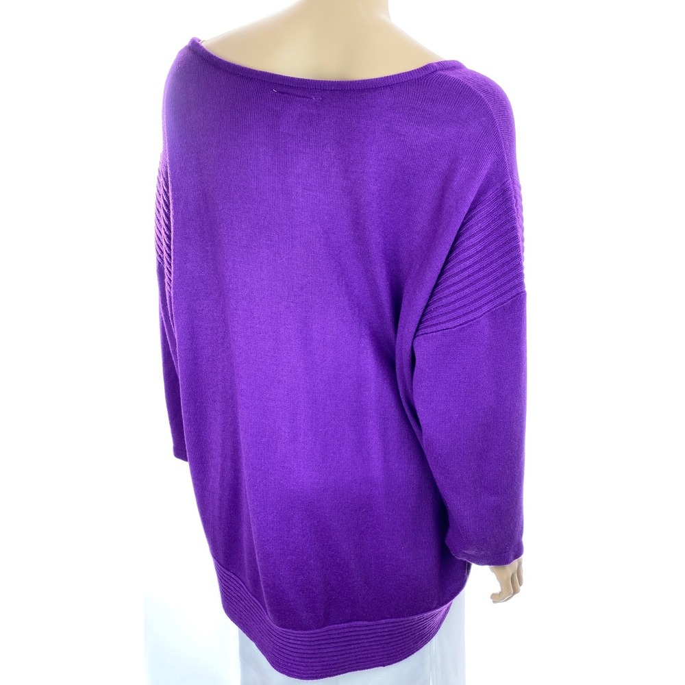 Dana Buchman Knit Purple Sweater Size 1X Long Sleeves Curved Hem Acrylic - Picture 4 of 7